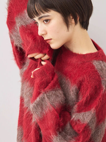 シャギーワイドボーダーニット（レッド/ベージュ/ブルー）｜SM2（エスエムツー）通販