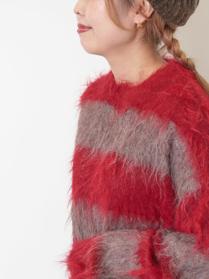 シャギーワイドボーダーニット（レッド/ベージュ/ブルー）｜SM2（エスエムツー）通販