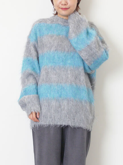 シャギーワイドボーダーニット（レッド/ベージュ/ブルー）｜SM2（エスエムツー）通販