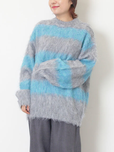 シャギーワイドボーダーニット（レッド/ベージュ/ブルー）｜SM2（エスエムツー）通販