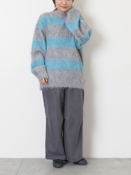 シャギーワイドボーダーニット（レッド/ベージュ/ブルー）｜SM2（エスエムツー）通販