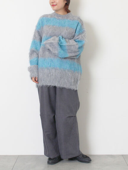 シャギーワイドボーダーニット（レッド/ベージュ/ブルー）｜SM2（エスエムツー）通販