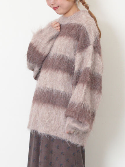 シャギーワイドボーダーニット（レッド/ベージュ/ブルー）｜SM2（エスエムツー）通販