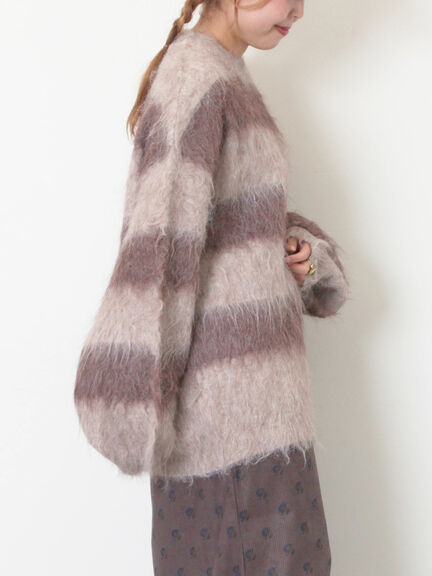 シャギーワイドボーダーニット（レッド/ベージュ/ブルー）｜SM2（エスエムツー）通販