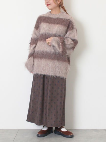 シャギーワイドボーダーニット（レッド/ベージュ/ブルー）｜SM2（エスエムツー）通販