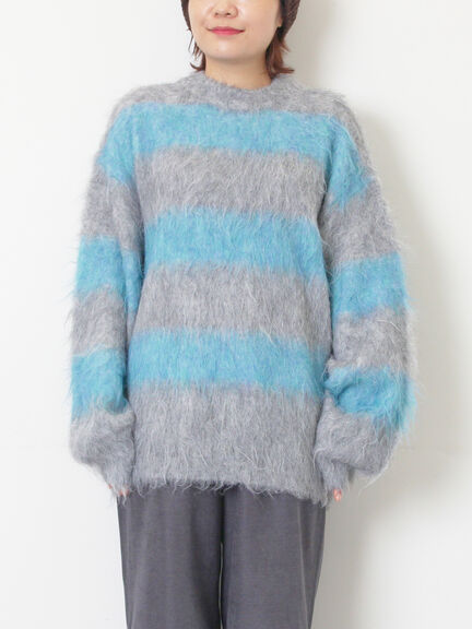 シャギーワイドボーダーニット（レッド/ベージュ/ブルー）｜SM2（エスエムツー）通販