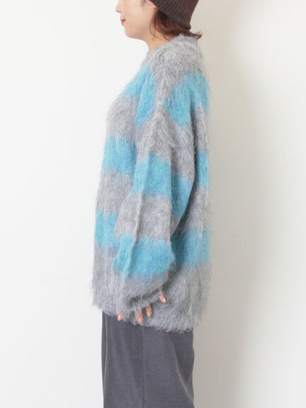 シャギーワイドボーダーニット（レッド/ベージュ/ブルー）｜SM2（エスエムツー）通販