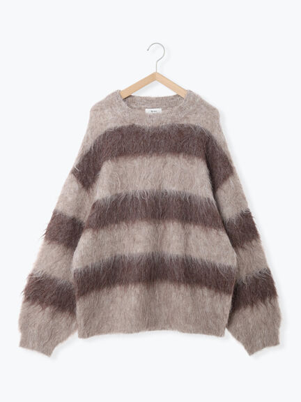 シャギーワイドボーダーニット（レッド/ベージュ/ブルー）｜SM2（エスエムツー）通販