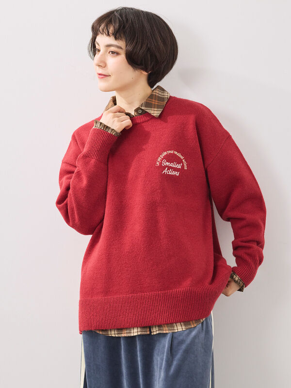ロゴ刺繍ニットプルオーバー（レッド）｜SM2（エスエムツー）通販