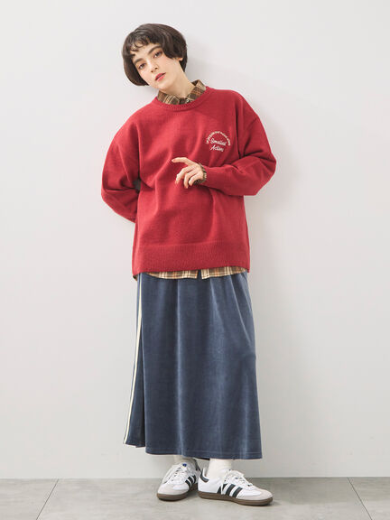 ロゴ刺繍ニットプルオーバー（グレー/レッド/ベージュ/ミント/ネイビー）｜SM2（エスエムツー）通販