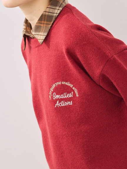 ロゴ刺繍ニットプルオーバー（グレー/レッド/ベージュ/ミント/ネイビー）｜SM2（エスエムツー）通販