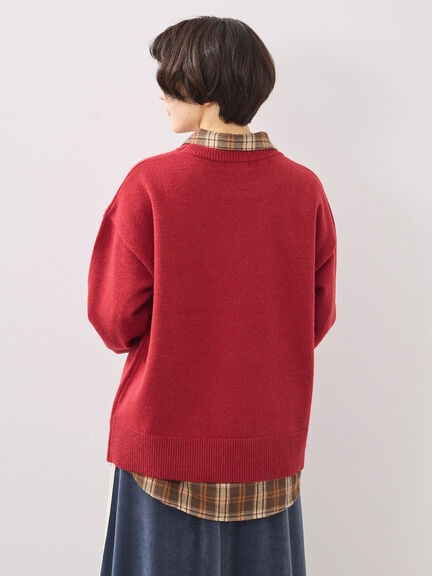 ロゴ刺繍ニットプルオーバー（グレー/レッド/ベージュ/ミント/ネイビー）｜SM2（エスエムツー）通販