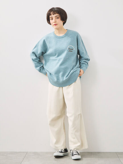 ロゴ刺繍ニットプルオーバー（グレー/レッド/ベージュ/ミント/ネイビー）｜SM2（エスエムツー）通販