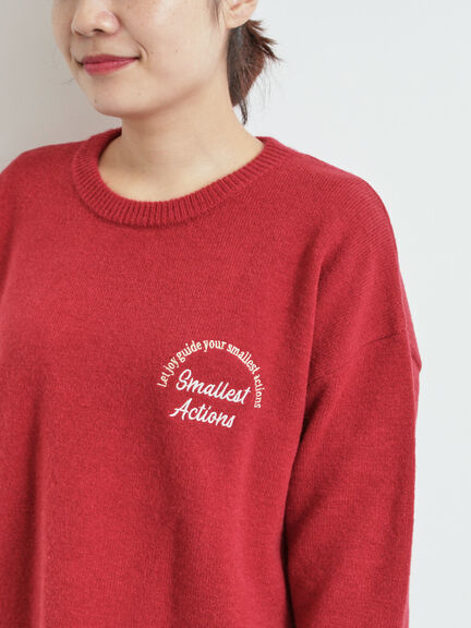 ロゴ刺繍ニットプルオーバー（グレー/レッド/ベージュ/ミント/ネイビー）｜SM2（エスエムツー）通販