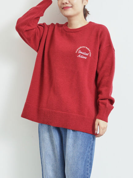 ロゴ刺繍ニットプルオーバー（グレー/レッド/ベージュ/ミント/ネイビー）｜SM2（エスエムツー）通販