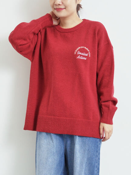 ロゴ刺繍ニットプルオーバー（グレー/レッド/ベージュ/ミント/ネイビー）｜SM2（エスエムツー）通販