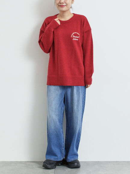 ロゴ刺繍ニットプルオーバー（グレー/レッド/ベージュ/ミント/ネイビー）｜SM2（エスエムツー）通販