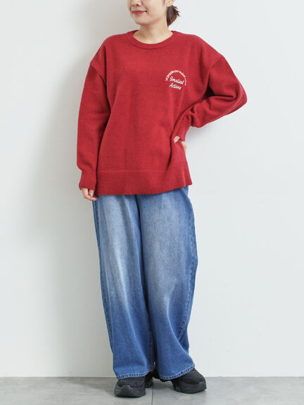 ロゴ刺繍ニットプルオーバー（グレー/レッド/ベージュ/ミント/ネイビー）｜SM2（エスエムツー）通販