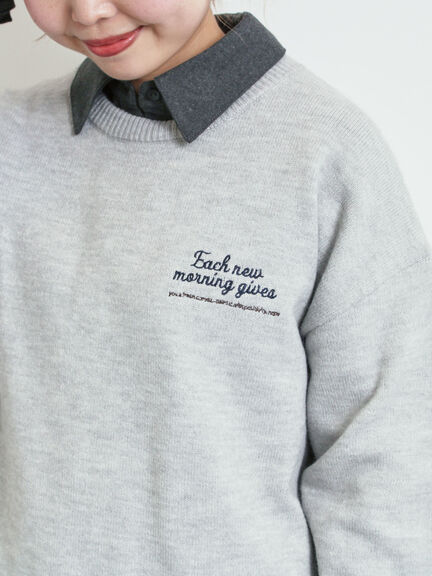 ロゴ刺繍ニットプルオーバー（グレー/レッド/ベージュ/ミント/ネイビー）｜SM2（エスエムツー）通販