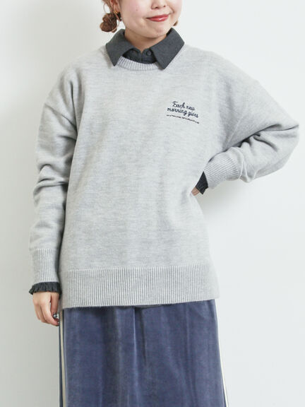 ロゴ刺繍ニットプルオーバー（グレー/レッド/ベージュ/ミント/ネイビー）｜SM2（エスエムツー）通販