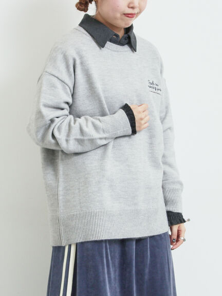 ロゴ刺繍ニットプルオーバー（グレー/レッド/ベージュ/ミント/ネイビー）｜SM2（エスエムツー）通販