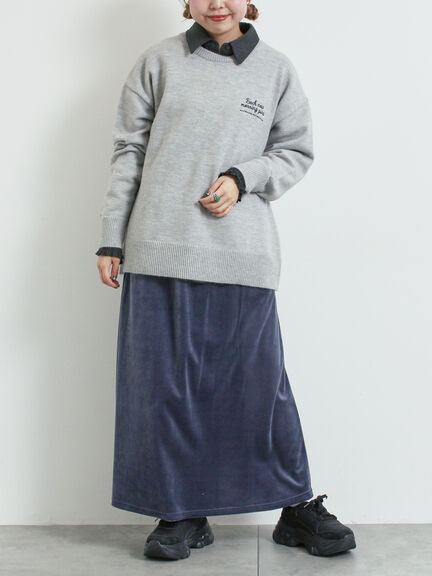 ロゴ刺繍ニットプルオーバー（グレー/レッド/ベージュ/ミント/ネイビー）｜SM2（エスエムツー）通販