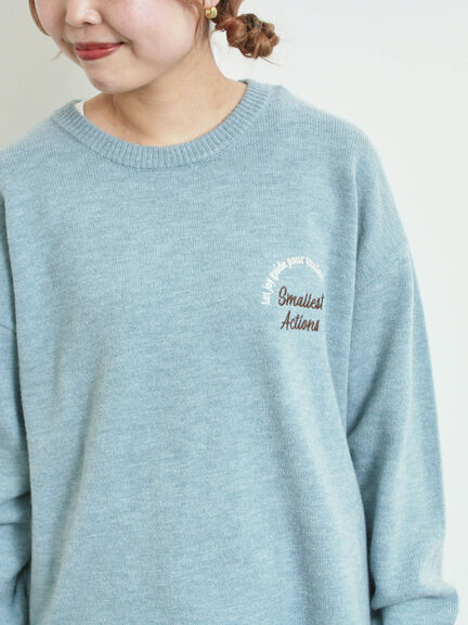ロゴ刺繍ニットプルオーバー（グレー/レッド/ベージュ/ミント/ネイビー）｜SM2（エスエムツー）通販