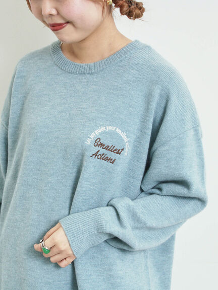 ロゴ刺繍ニットプルオーバー（グレー/レッド/ベージュ/ミント/ネイビー）｜SM2（エスエムツー）通販