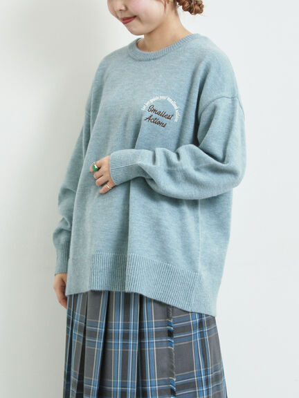 ロゴ刺繍ニットプルオーバー（グレー/レッド/ベージュ/ミント/ネイビー）｜SM2（エスエムツー）通販