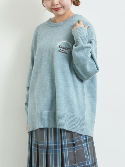 ロゴ刺繍ニットプルオーバー（グレー/レッド/ベージュ/ミント/ネイビー）｜SM2（エスエムツー）通販