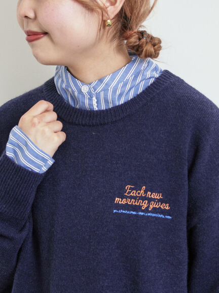 ロゴ刺繍ニットプルオーバー（グレー/レッド/ベージュ/ミント/ネイビー）｜SM2（エスエムツー）通販