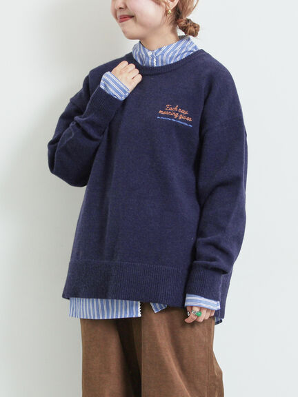 ロゴ刺繍ニットプルオーバー（グレー/レッド/ベージュ/ミント/ネイビー）｜SM2（エスエムツー）通販