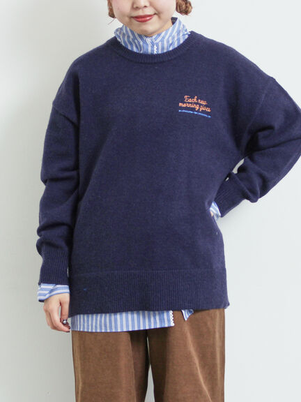 ロゴ刺繍ニットプルオーバー（グレー/レッド/ベージュ/ミント/ネイビー）｜SM2（エスエムツー）通販