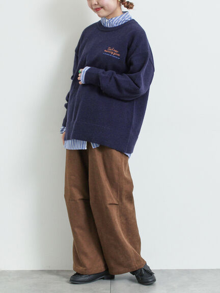 ロゴ刺繍ニットプルオーバー（グレー/レッド/ベージュ/ミント/ネイビー）｜SM2（エスエムツー）通販