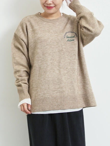 ロゴ刺繍ニットプルオーバー（グレー/レッド/ベージュ/ミント/ネイビー）｜SM2（エスエムツー）通販
