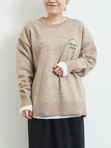 ロゴ刺繍ニットプルオーバー（グレー/レッド/ベージュ/ミント/ネイビー）｜SM2（エスエムツー）通販