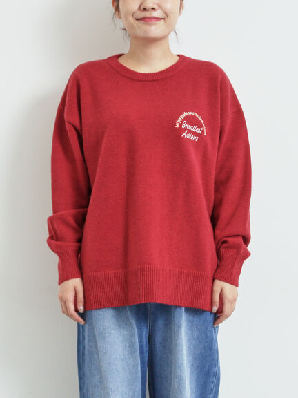 ロゴ刺繍ニットプルオーバー（グレー/レッド/ベージュ/ミント/ネイビー）｜SM2（エスエムツー）通販