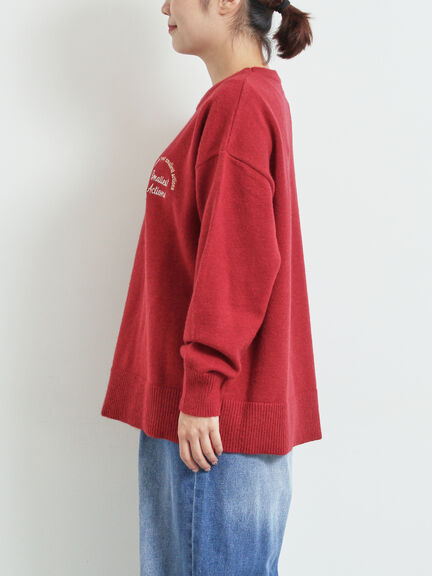 ロゴ刺繍ニットプルオーバー（グレー/レッド/ベージュ/ミント/ネイビー）｜SM2（エスエムツー）通販