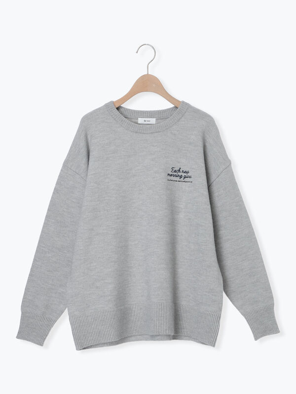 セール】 ロゴ刺繍ニットプルオーバー（グレー/レッド/ベージュ/ミント