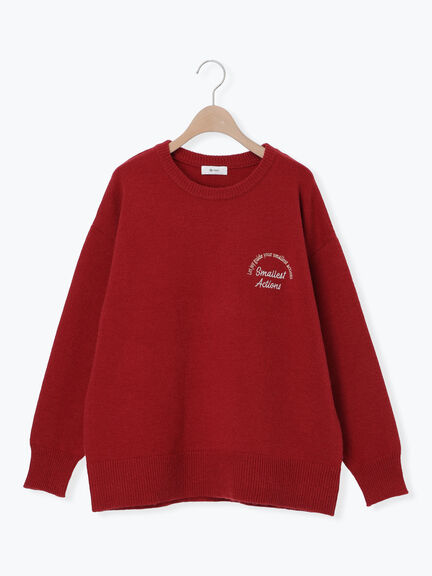 ロゴ刺繍ニットプルオーバー（グレー/レッド/ベージュ/ミント/ネイビー）｜SM2（エスエムツー）通販