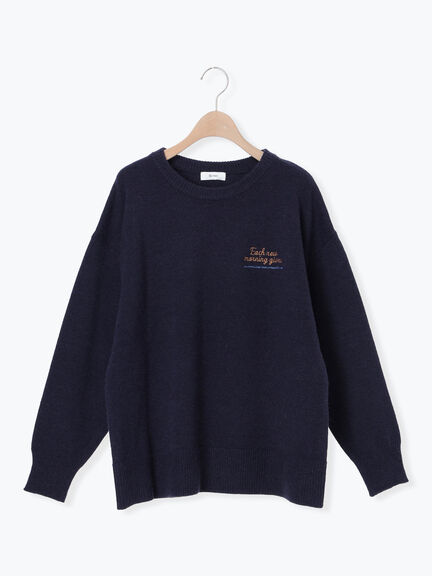 ロゴ刺繍ニットプルオーバー（グレー/レッド/ベージュ/ミント/ネイビー）｜SM2（エスエムツー）通販