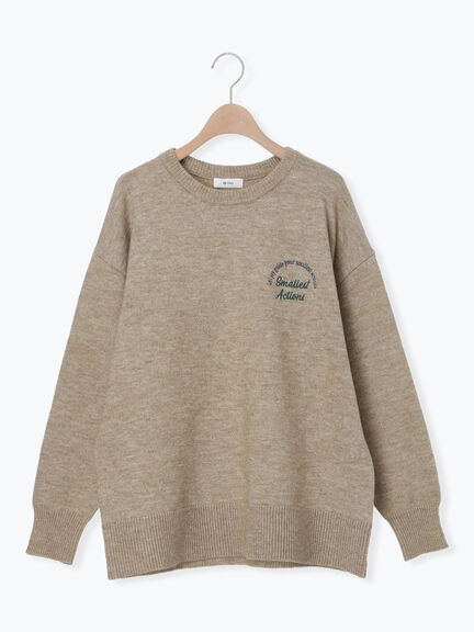 ロゴ刺繍ニットプルオーバー（グレー/レッド/ベージュ/ミント/ネイビー）｜SM2（エスエムツー）通販