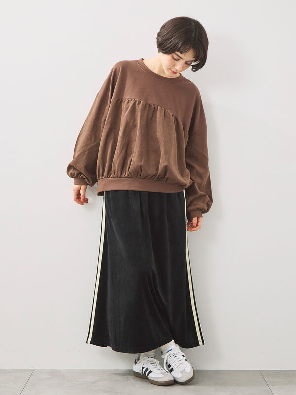 布帛切替裏毛プルオーバー（ブラウン）｜SM2（エスエムツー）通販