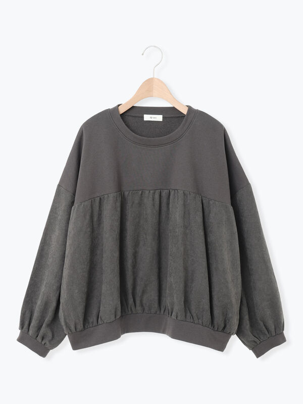 セール】 布帛切替裏毛プルオーバー（グレー/ブラウン/サックスブルー