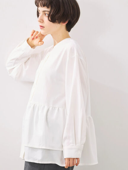 切替ギャザーブラウス（オフホワイト/ブラック/サックスブルー）｜SM2（エスエムツー）通販