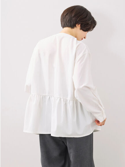 切替ギャザーブラウス（オフホワイト/ブラック/サックスブルー）｜SM2（エスエムツー）通販