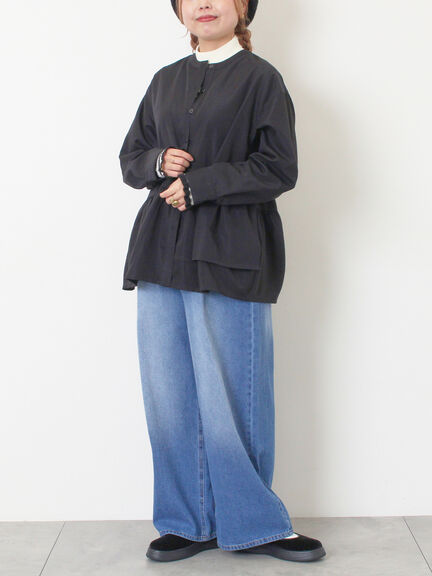 切替ギャザーブラウス（オフホワイト/ブラック/サックスブルー）｜SM2（エスエムツー）通販