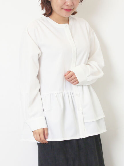 切替ギャザーブラウス（オフホワイト/ブラック/サックスブルー）｜SM2（エスエムツー）通販