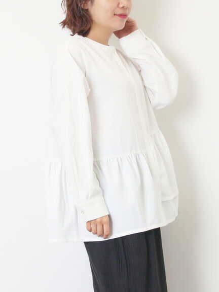 切替ギャザーブラウス（オフホワイト/ブラック/サックスブルー）｜SM2（エスエムツー）通販