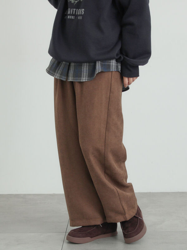 期間限定】 タックストレートイージーパンツ（チャコールグレー